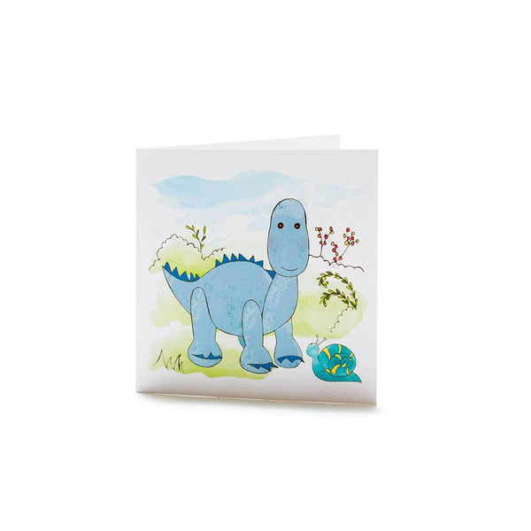 Dinosaur Baby Rattle, Knitted Organic Cotton Blue Diplodocus