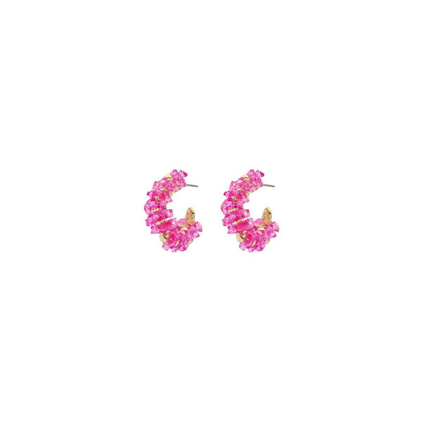 Half Hoop Crystal Earrings - Pink-Nook & Cranny Gift Store-2019 National Gift Store Of The Year-Ireland-Gift Shop