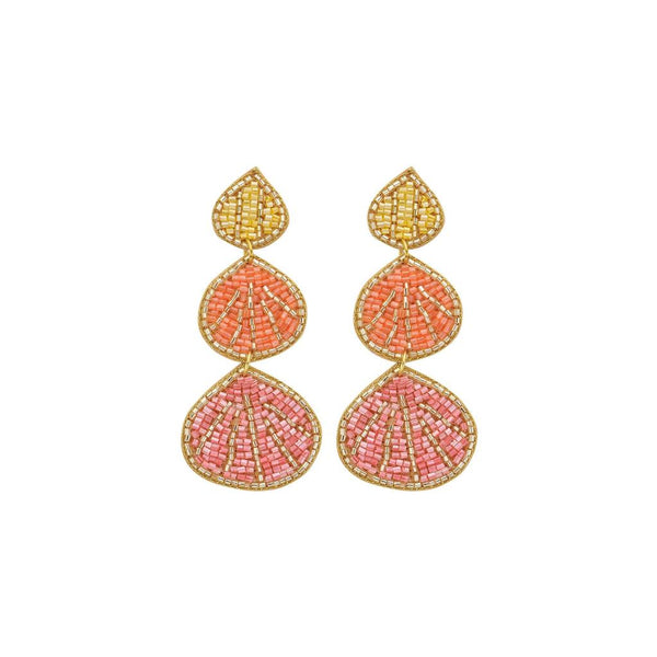 Seashell Shaped Beaded Earring - Pink-Nook & Cranny Gift Store-2019 National Gift Store Of The Year-Ireland-Gift Shop