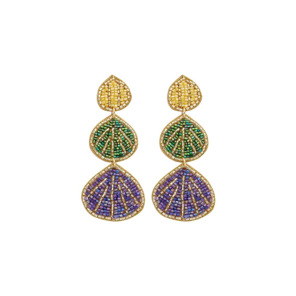 Seashell Shaped Beaded Earring - Blue-Nook & Cranny Gift Store-2019 National Gift Store Of The Year-Ireland-Gift Shop
