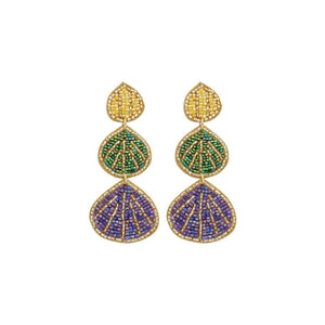 Seashell Shaped Beaded Earring - Blue-Nook & Cranny Gift Store-2019 National Gift Store Of The Year-Ireland-Gift Shop
