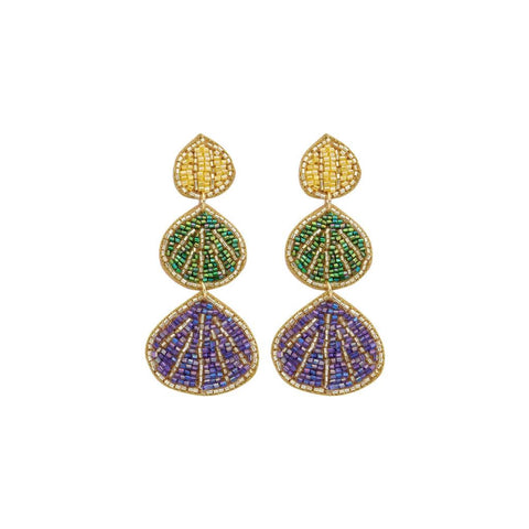 Seashell Shaped Beaded Earring - Blue-Nook & Cranny Gift Store-2019 National Gift Store Of The Year-Ireland-Gift Shop