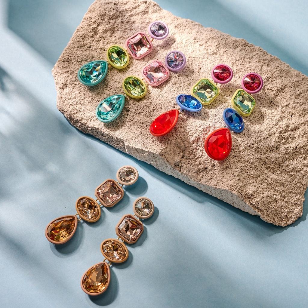 Multicolour Crystal Stone Earrings - Red Teardrop-Nook & Cranny Gift Store-2019 National Gift Store Of The Year-Ireland-Gift Shop
