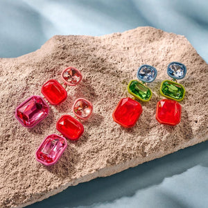 Multicolour Crystal Stone Earrings - Red Drop-Nook & Cranny Gift Store-2019 National Gift Store Of The Year-Ireland-Gift Shop