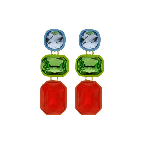 Multicolour Crystal Stone Earrings - Red Drop-Nook & Cranny Gift Store-2019 National Gift Store Of The Year-Ireland-Gift Shop