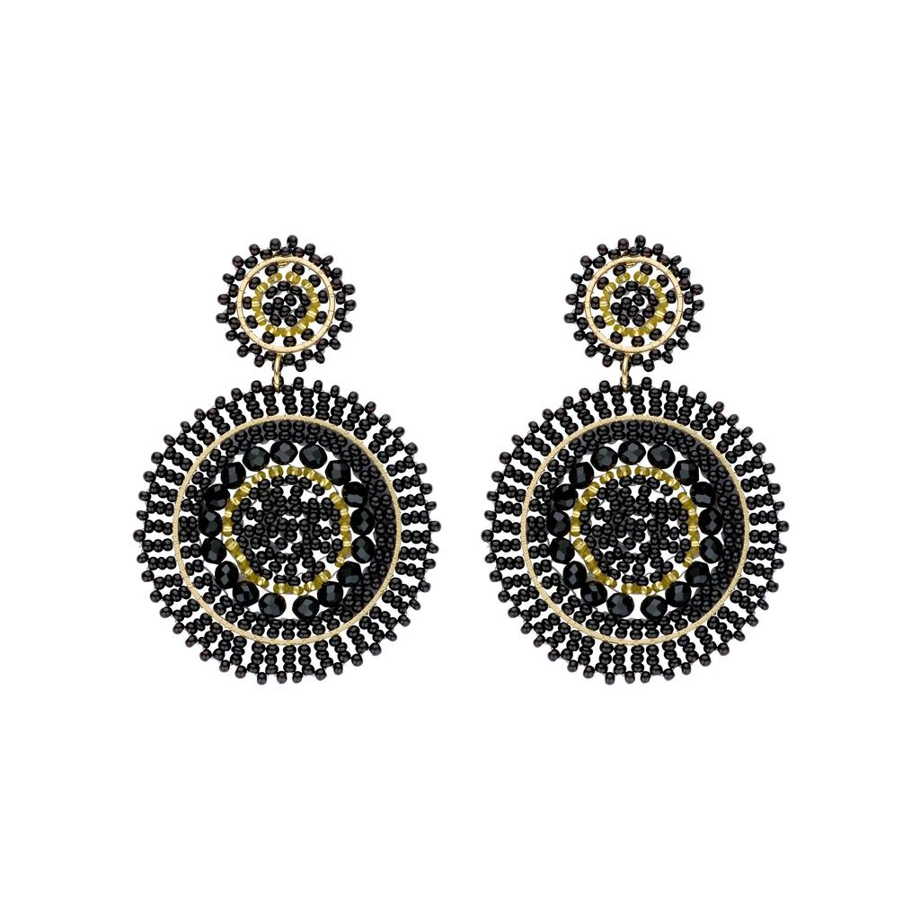 Willow Circle Beaded Earring - Black-Nook & Cranny Gift Store-2019 National Gift Store Of The Year-Ireland-Gift Shop