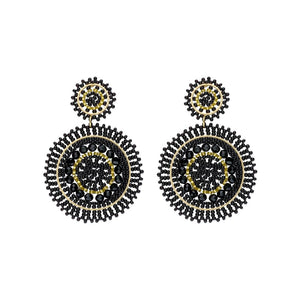 Willow Circle Beaded Earring - Black-Nook & Cranny Gift Store-2019 National Gift Store Of The Year-Ireland-Gift Shop