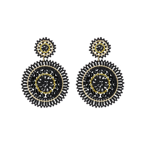 Willow Circle Beaded Earring - Black-Nook & Cranny Gift Store-2019 National Gift Store Of The Year-Ireland-Gift Shop