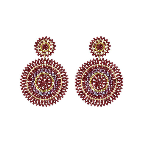 Willow Circle Beaded Earring - Bordeaux-Nook & Cranny Gift Store-2019 National Gift Store Of The Year-Ireland-Gift Shop