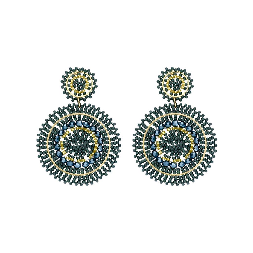 Willow Circle Beaded Earring - Forest Green-Nook & Cranny Gift Store-2019 National Gift Store Of The Year-Ireland-Gift Shop