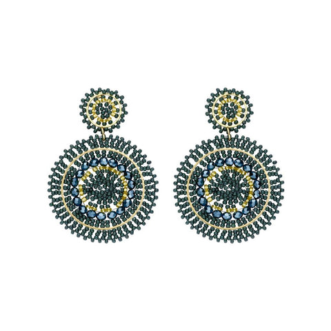 Willow Circle Beaded Earring - Forest Green-Nook & Cranny Gift Store-2019 National Gift Store Of The Year-Ireland-Gift Shop