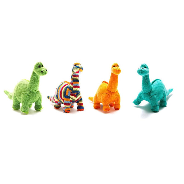 Dinosaur Baby Rattle Knitted Green Diplodocus