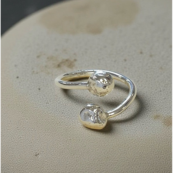 Sterling Silver "Pebbles" Adjustable Ring - Made in Laois-Nook & Cranny Gift Store-2019 National Gift Store Of The Year-Ireland-Gift Shop