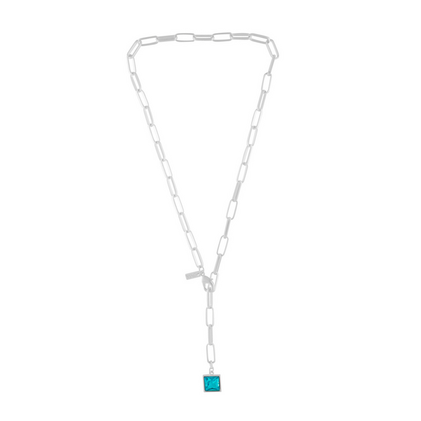 Audrey Link Chain & Sapphire Necklace - Silver-Nook & Cranny Gift Store-2019 National Gift Store Of The Year-Ireland-Gift Shop