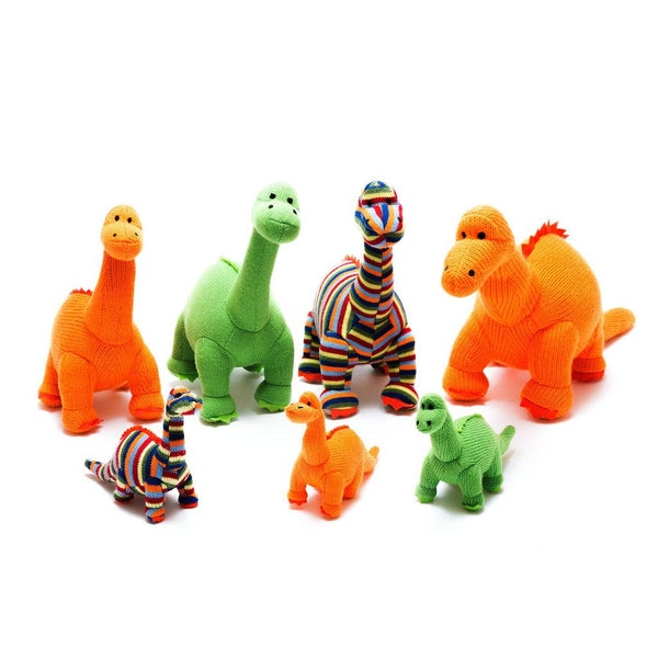 Dinosaur Baby Rattle Knitted Green Diplodocus