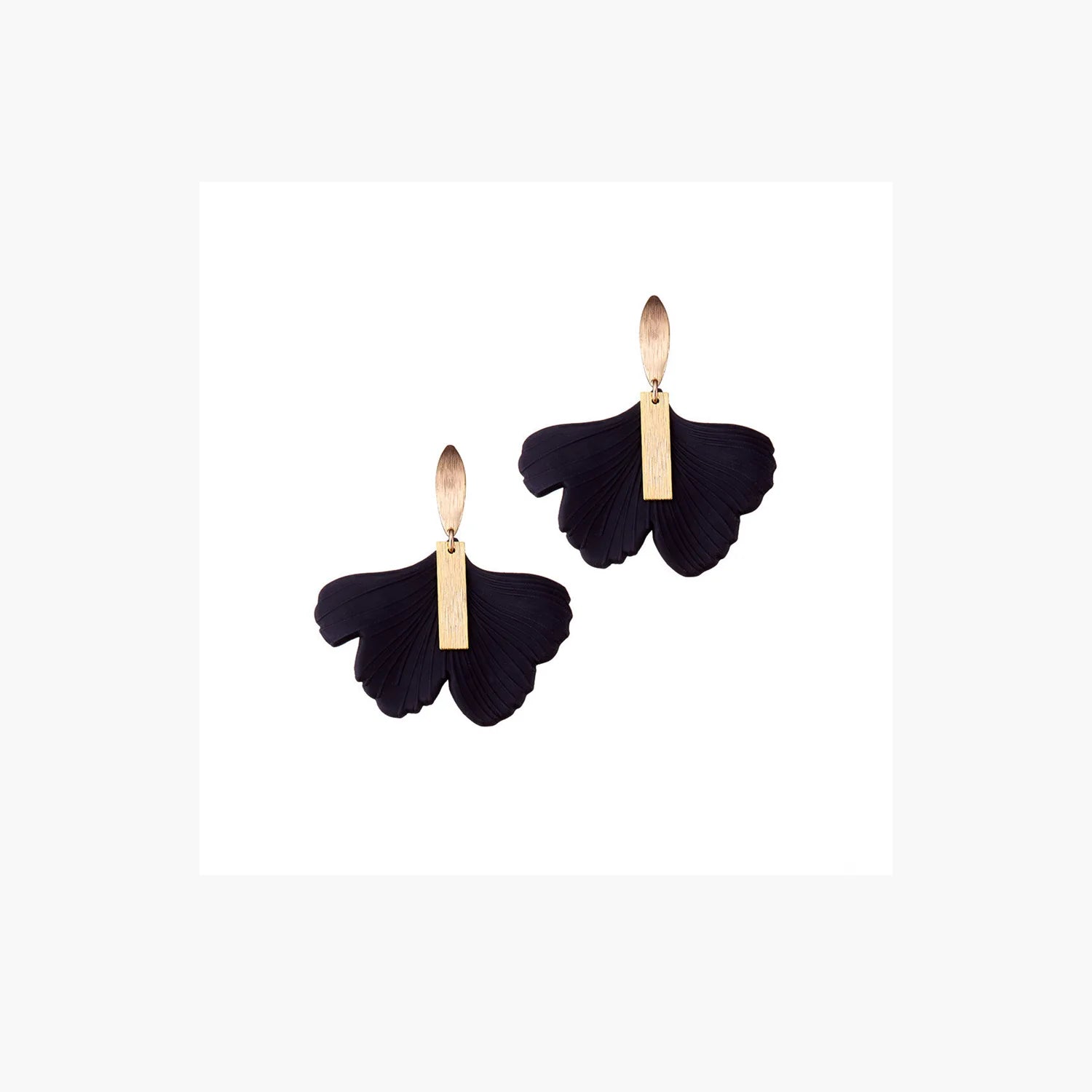 Long Black Gingko Earrings-Nook & Cranny Gift Store-2019 National Gift Store Of The Year-Ireland-Gift Shop
