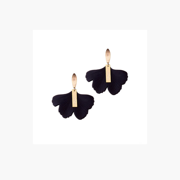Long Black Gingko Earrings-Nook & Cranny Gift Store-2019 National Gift Store Of The Year-Ireland-Gift Shop