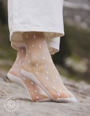 Elegant Transparent Socks - Giboulées Blanches (White Showers)-Nook & Cranny Gift Store-2019 National Gift Store Of The Year-Ireland-Gift Shop