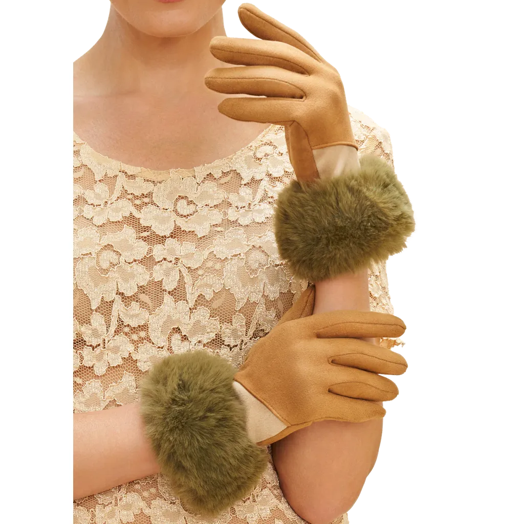 Bettina Two-tone Faux Suede Gloves - Sand-Nook & Cranny Gift Store-2019 National Gift Store Of The Year-Ireland-Gift Shop
