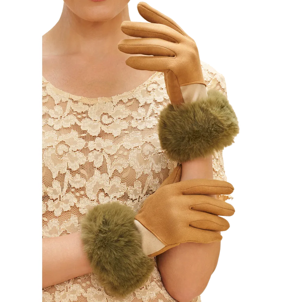Bettina Two-tone Faux Suede Gloves - Sand-Nook & Cranny Gift Store-2019 National Gift Store Of The Year-Ireland-Gift Shop