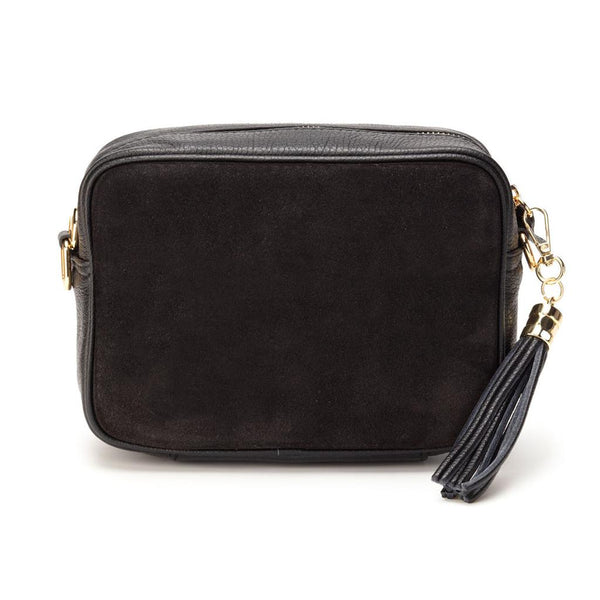 Elie Beaumont Cross Body Italian Leather Bag with Pocket - Suede Black-Nook & Cranny Gift Store-2019 National Gift Store Of The Year-Ireland-Gift Shop