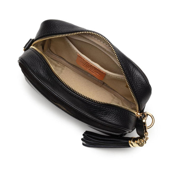 Elie Beaumont Cross Body Italian Leather Bag with Pocket - Suede Black-Nook & Cranny Gift Store-2019 National Gift Store Of The Year-Ireland-Gift Shop