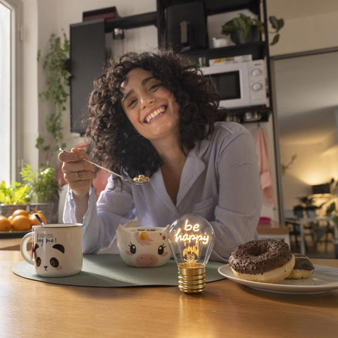 Be Happy - Lightbulb Shaped Table Lamp-Nook & Cranny Gift Store-2019 National Gift Store Of The Year-Ireland-Gift Shop