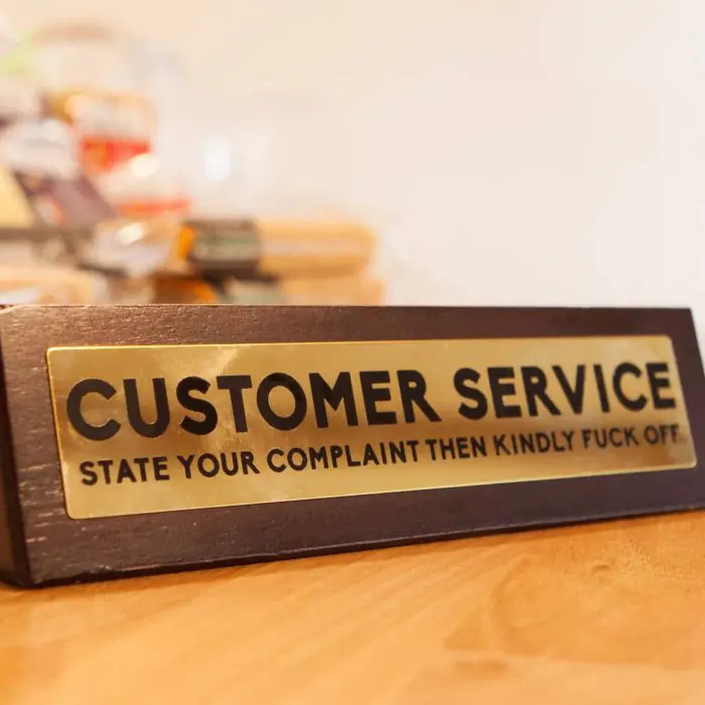 Wooden Desk Sign - Customer Service-Nook & Cranny Gift Store-2019 National Gift Store Of The Year-Ireland-Gift Shop