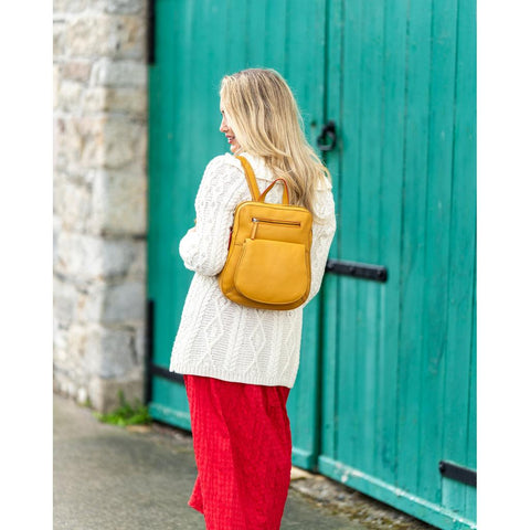 Luxury Irish Soft Leather - Sisken Back Pack (Mustard)