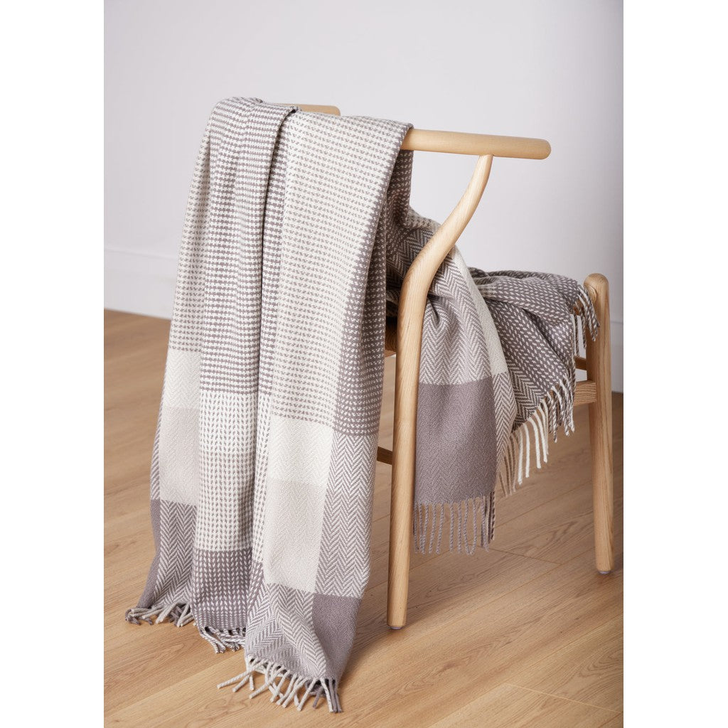 Luxurious Foxford Dún Briste Cashmere Throw - Beige & Grey-Nook & Cranny Gift Store-2019 National Gift Store Of The Year-Ireland-Gift Shop