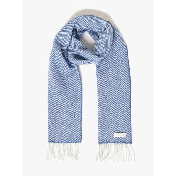 Foxford Scarf - Denim & White Herringbone in Wool / Cashmere-Nook & Cranny Gift Store-2019 National Gift Store Of The Year-Ireland-Gift Shop