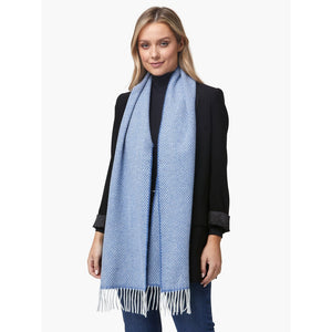 Foxford Scarf - Denim & White Herringbone in Wool / Cashmere-Nook & Cranny Gift Store-2019 National Gift Store Of The Year-Ireland-Gift Shop