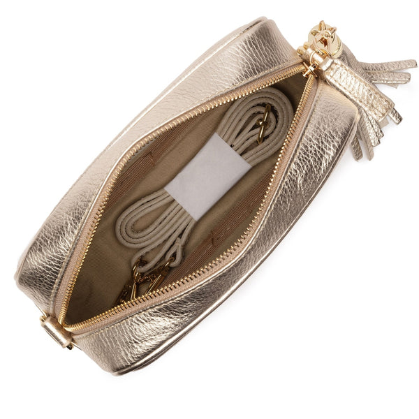 Elie Beaumont Cross Body Italian Leather Bag - Gold-Nook & Cranny Gift Store-2019 National Gift Store Of The Year-Ireland-Gift Shop
