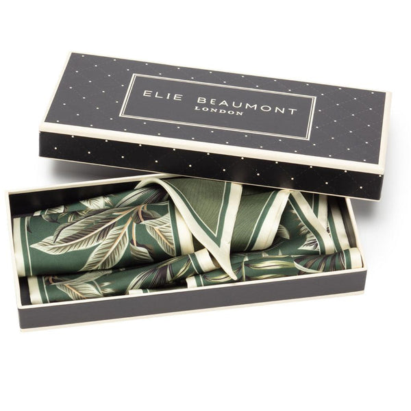 Olive and Cream Fern Vegan Silk Foulard