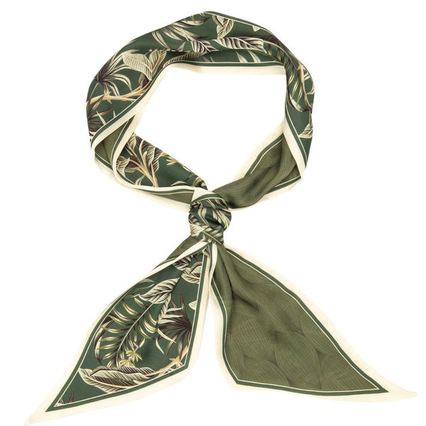 Olive and Cream Fern Vegan Silk Foulard