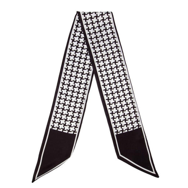Cream & Black Dogtooth Vegan Silk Foulard