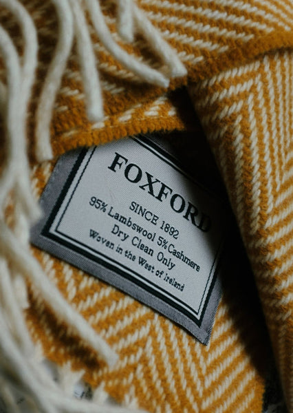 Foxford Cashmere Throw in Herringbone - Innisfree-Nook & Cranny Gift Store-2019 National Gift Store Of The Year-Ireland-Gift Shop
