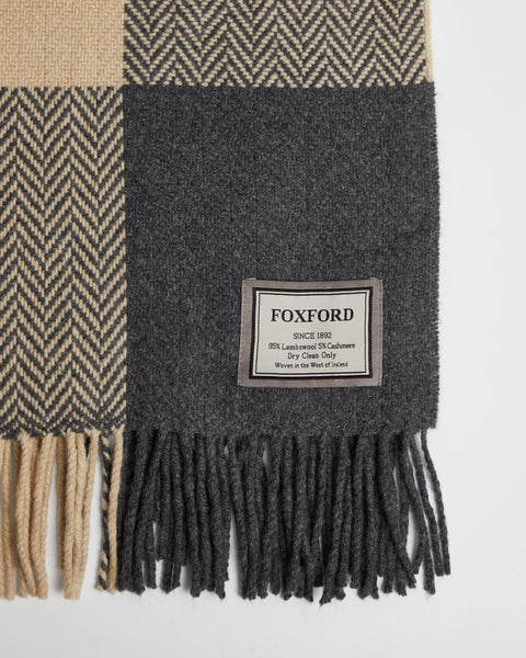 Luxurious Foxford Cashmere Throw - Grey Bone & Sand-Nook & Cranny Gift Store-2019 National Gift Store Of The Year-Ireland-Gift Shop
