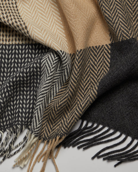 Luxurious Foxford Cashmere Throw - Grey Bone & Sand-Nook & Cranny Gift Store-2019 National Gift Store Of The Year-Ireland-Gift Shop