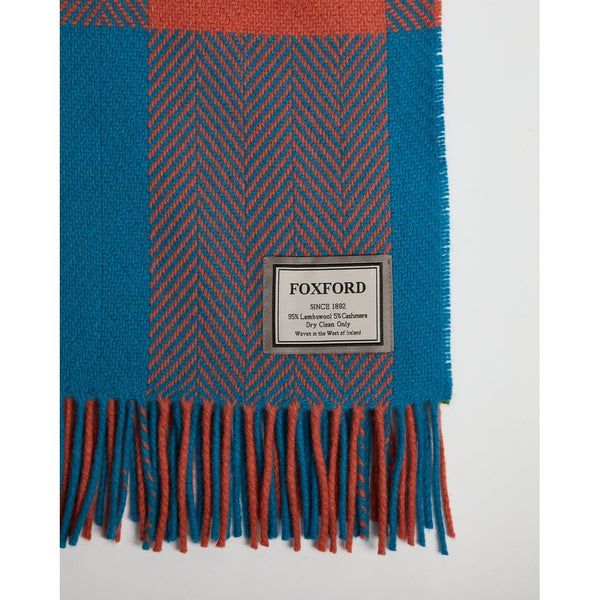 Luxurious Foxford Cashmere Throw - Colourful Herringbone Check-Nook & Cranny Gift Store-2019 National Gift Store Of The Year-Ireland-Gift Shop