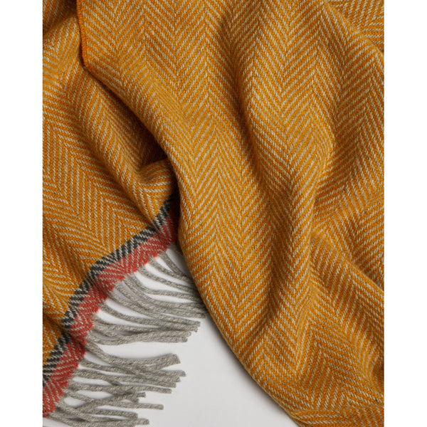 Foxford Cashmere Throw - Mustard Herringbone-Nook & Cranny Gift Store-2019 National Gift Store Of The Year-Ireland-Gift Shop