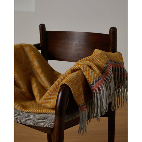 Foxford Cashmere Throw - Mustard Herringbone-Nook & Cranny Gift Store-2019 National Gift Store Of The Year-Ireland-Gift Shop