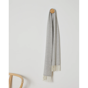 Foxford Scarf - Pearl Grey & White Herringbone in Wool / Cashmere-Nook & Cranny Gift Store-2019 National Gift Store Of The Year-Ireland-Gift Shop