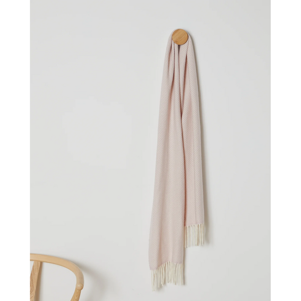 Foxford Scarf - Pink/White Herringbone in Wool / Cashmere-Nook & Cranny Gift Store-2019 National Gift Store Of The Year-Ireland-Gift Shop
