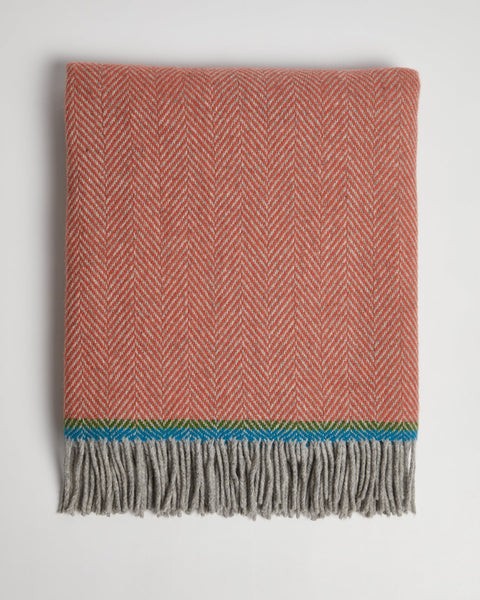 Foxford Cashmere Throw - Terracotta Soft Herringbone-Nook & Cranny Gift Store-2019 National Gift Store Of The Year-Ireland-Gift Shop