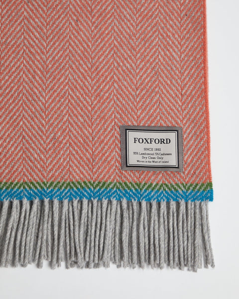 Foxford Cashmere Throw - Terracotta Soft Herringbone-Nook & Cranny Gift Store-2019 National Gift Store Of The Year-Ireland-Gift Shop