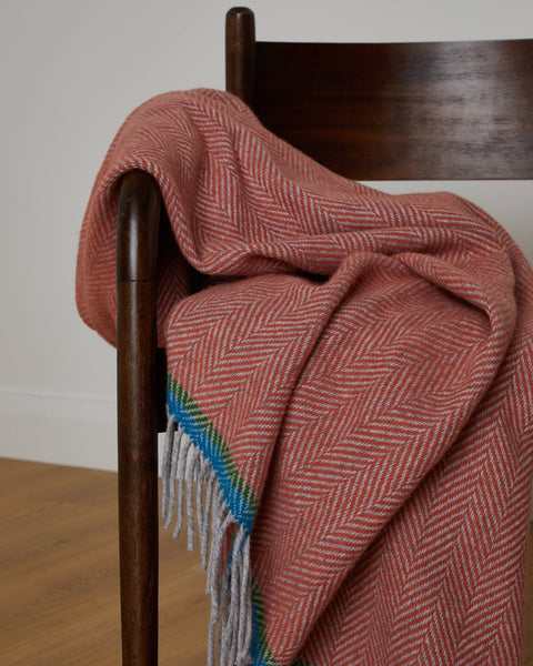 Foxford Cashmere Throw - Terracotta Soft Herringbone-Nook & Cranny Gift Store-2019 National Gift Store Of The Year-Ireland-Gift Shop