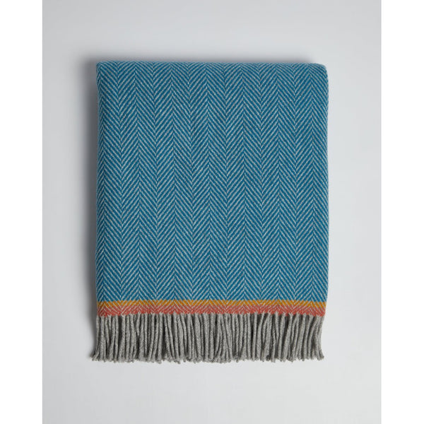 Foxford Cashmere throw in Blue Herringbone-Nook & Cranny Gift Store-2019 National Gift Store Of The Year-Ireland-Gift Shop