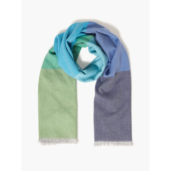 Extra Fine Merino Wool Large Foxford Scarf - Green/Navy Stripe-Nook & Cranny Gift Store-2019 National Gift Store Of The Year-Ireland-Gift Shop