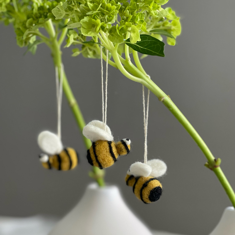 Set of 3 Felt Bumble Bees Hanging Decoration-Nook & Cranny Gift Store-2019 National Gift Store Of The Year-Ireland-Gift Shop
